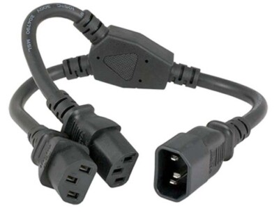 Universal Power Splitter Cord - IEC320 C14 Male Plug To Dual C13 Receptacles