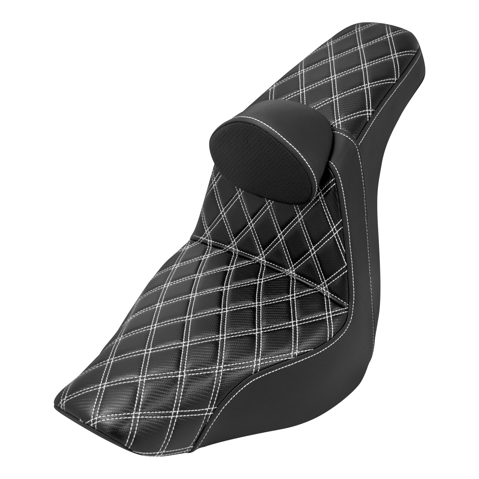 Driver Passenger Gel Seat White Line w/ Backrest For Harley 2018-2025 Low Rider