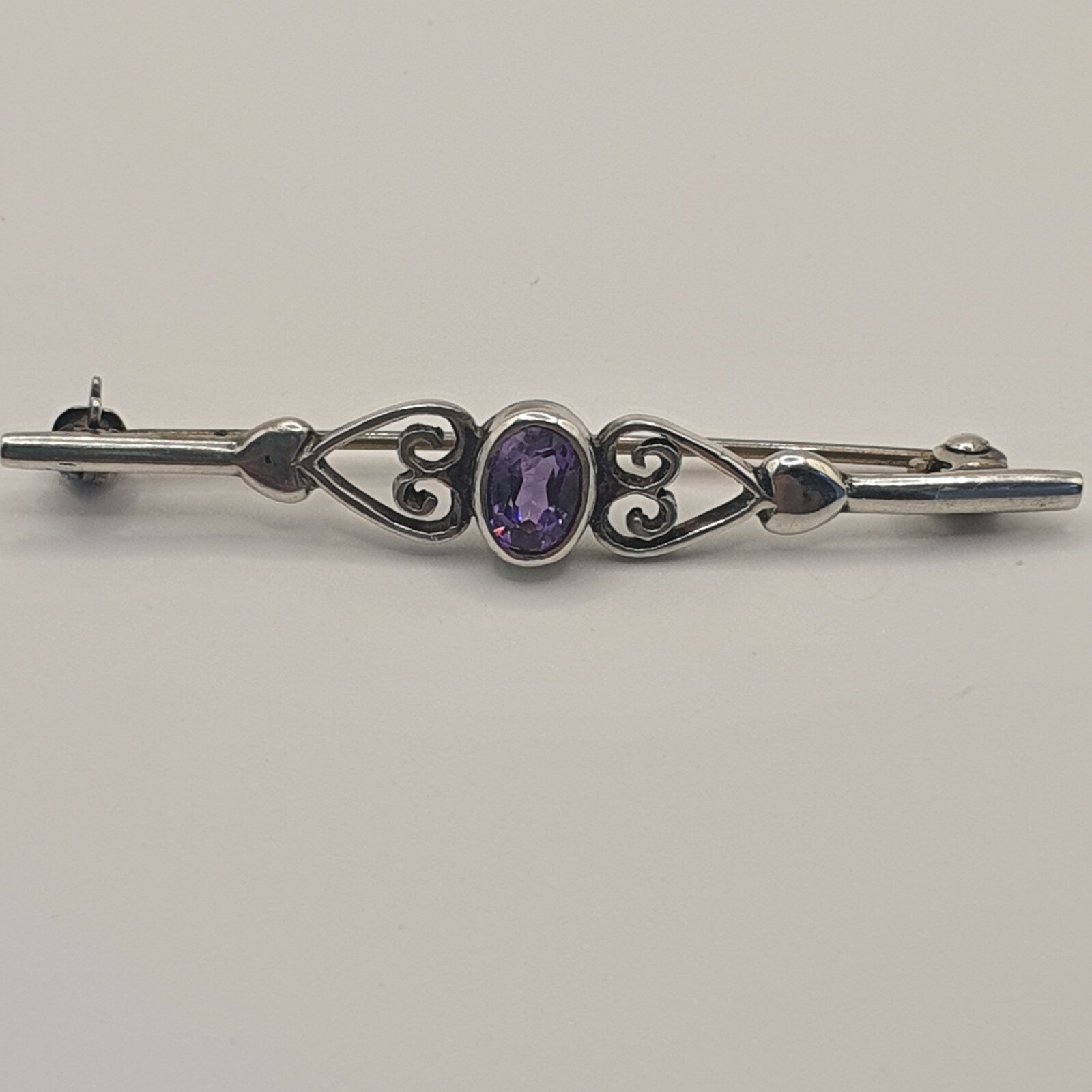 Sterling Silver Amethyst Brooch 54mm 3gram, Br22