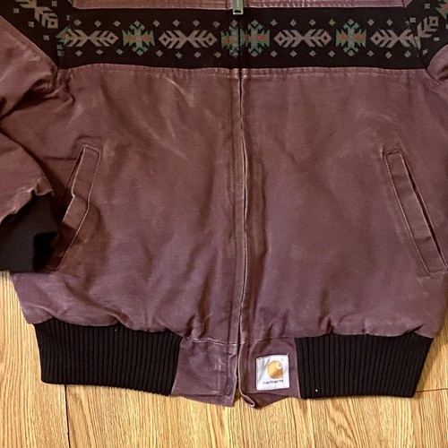 Carhartt Jacket Aztec Navaho Accent Plum VTG 90’s Southwest Accents RARE - Picture 4 of 20