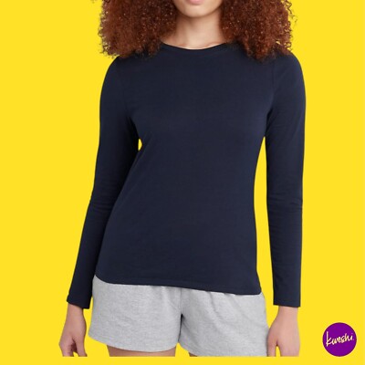 Hanes Damen O9133 Baumwollshirt, Hanes Navy, UK S (EU 36 | US S)