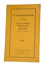 1941 UNITED MINE WORKERS OF AMERICA Union Constitution Bylaws Montana Dist 7