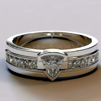 1ct Trillion Simulated Diamond Princess Accent Engage Ring 14K White Gold Plated