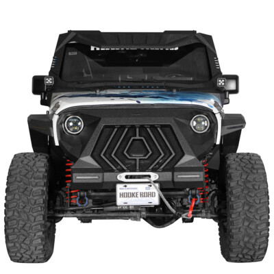 Off-Road Mad Max Mesh Grill + Front Bumper w/ D-ring for 07-18 Jeep Wrangler JK