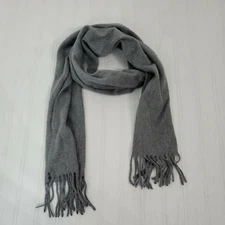 Steve Madden Womens Scarf Grey Mid Weight Muffler Fringe Made In Italy Acrylic