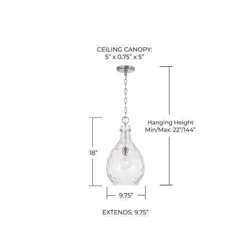 HomePlace Lighting 349012BN Brentwood Transitional Artisan Hand-Blown Water G... - Picture 2 of 4