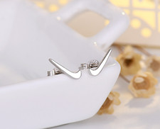 Unisex Tiny Nike Hook Right Marked Black/Silver/Gold Stud Earrings