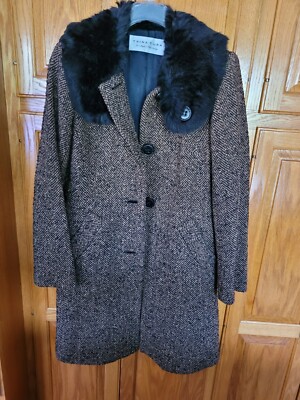 TRINA TURK~Tweed~Wool Blend~Mid Length OverCoat~Sz 12