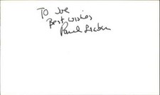 PAUL LIEBER ALIAS Signed 3"x5" Index Card
