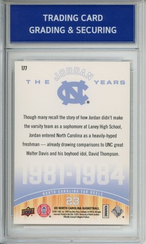 2010 UPPER DECK NORTH CAROLINA #177 MICHAEL JORDAN TCGS MINT+ 9.5 - Picture 2 of 2