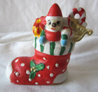 Red Christmas Stocking w/ Gifts Ceramic Ornament Holiday Figurine Decoration — photo 9