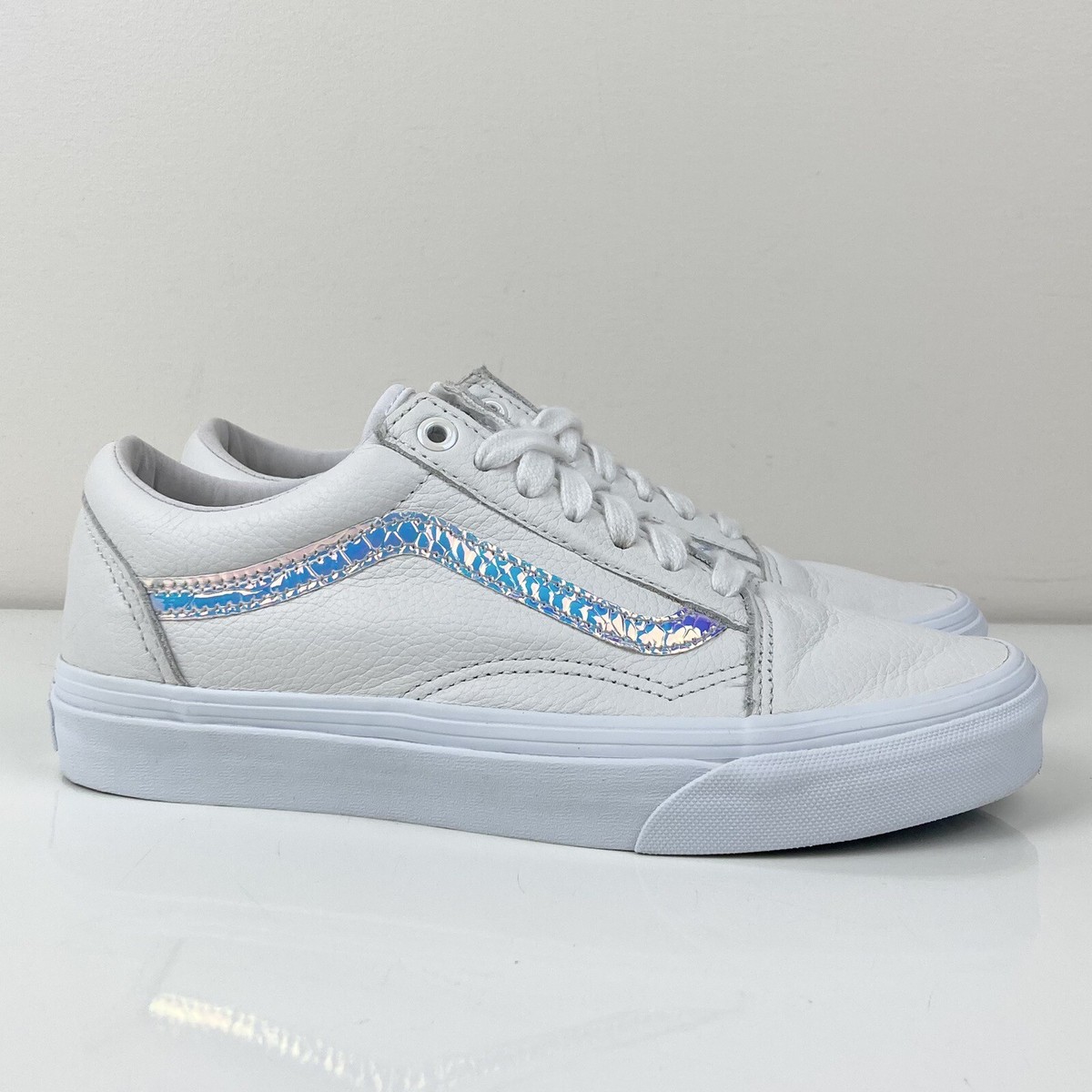 Shoes Blue Iridescent Vans Stripe Vans Women's Old Skool White