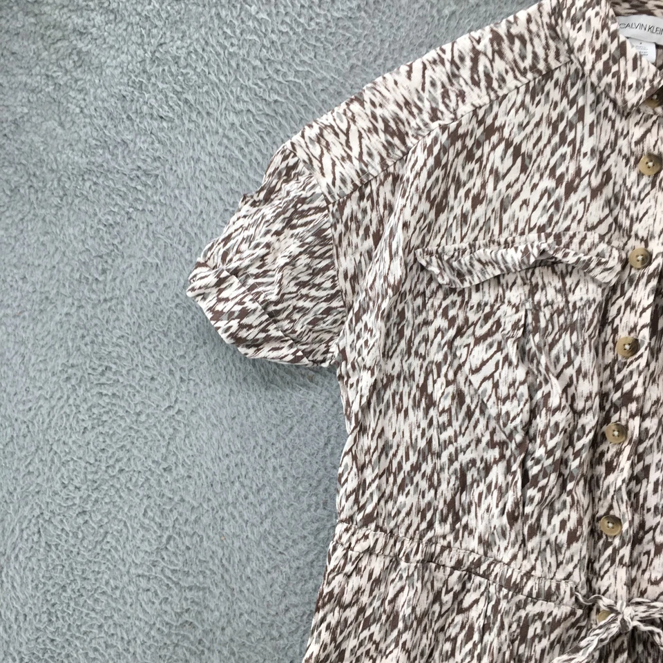Mameluco Calvin Klein Mujer 8 Beige Estampado Animal Cuello Botón Delantero Informal Foto 3 de 4