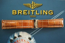 BREITLING 757P 24-20 TAN CROCODILE DEPLOYMENT BUCKLE WATCH BAND WATCHBAND STRAP