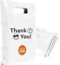 OPTIPAK 12x15 Plastic Bags – 100 Pack with Die-Cut Handles for Retail & Party