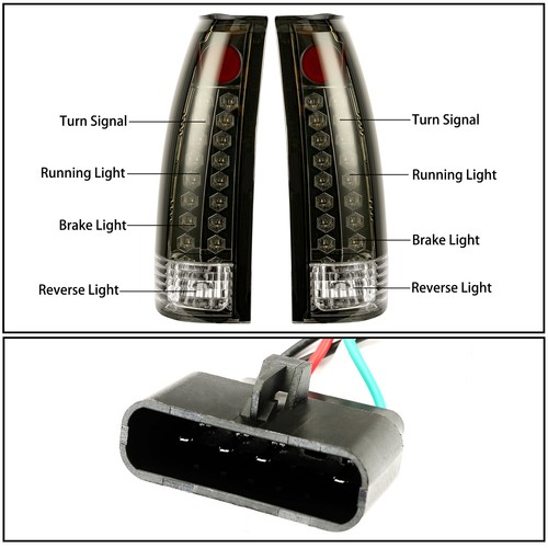 For Chevy GMC 88-99 C/K 1500 2500 3500 Black Smoked LED Rear Tail Lights Lamp - Picture 3 of 16