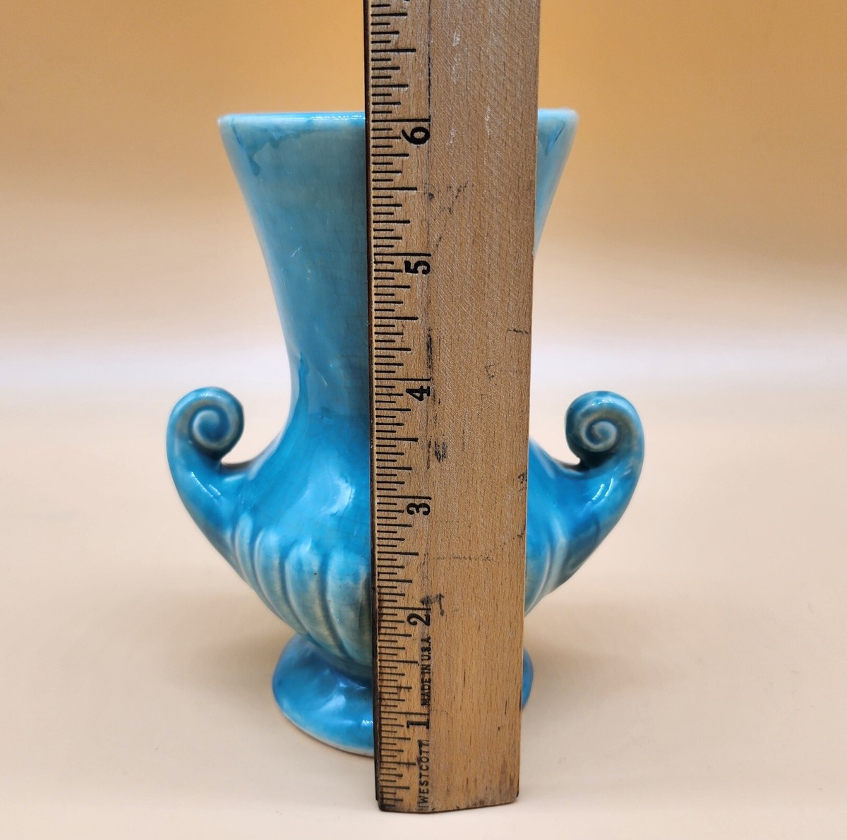Vintage McCoy Teal Aqua Turquoise Green/Blue Vase Marked | eBay