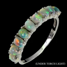 925 Sterling Silver Ring Oval Fire Opal Natural Gemstone Jewelry Size 9
