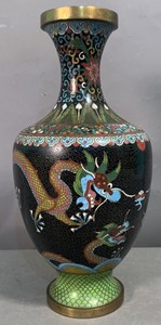16" Antique CHINESE Flying DRAGON Figural CLOISONNE Old ORIENTAL Table VASE