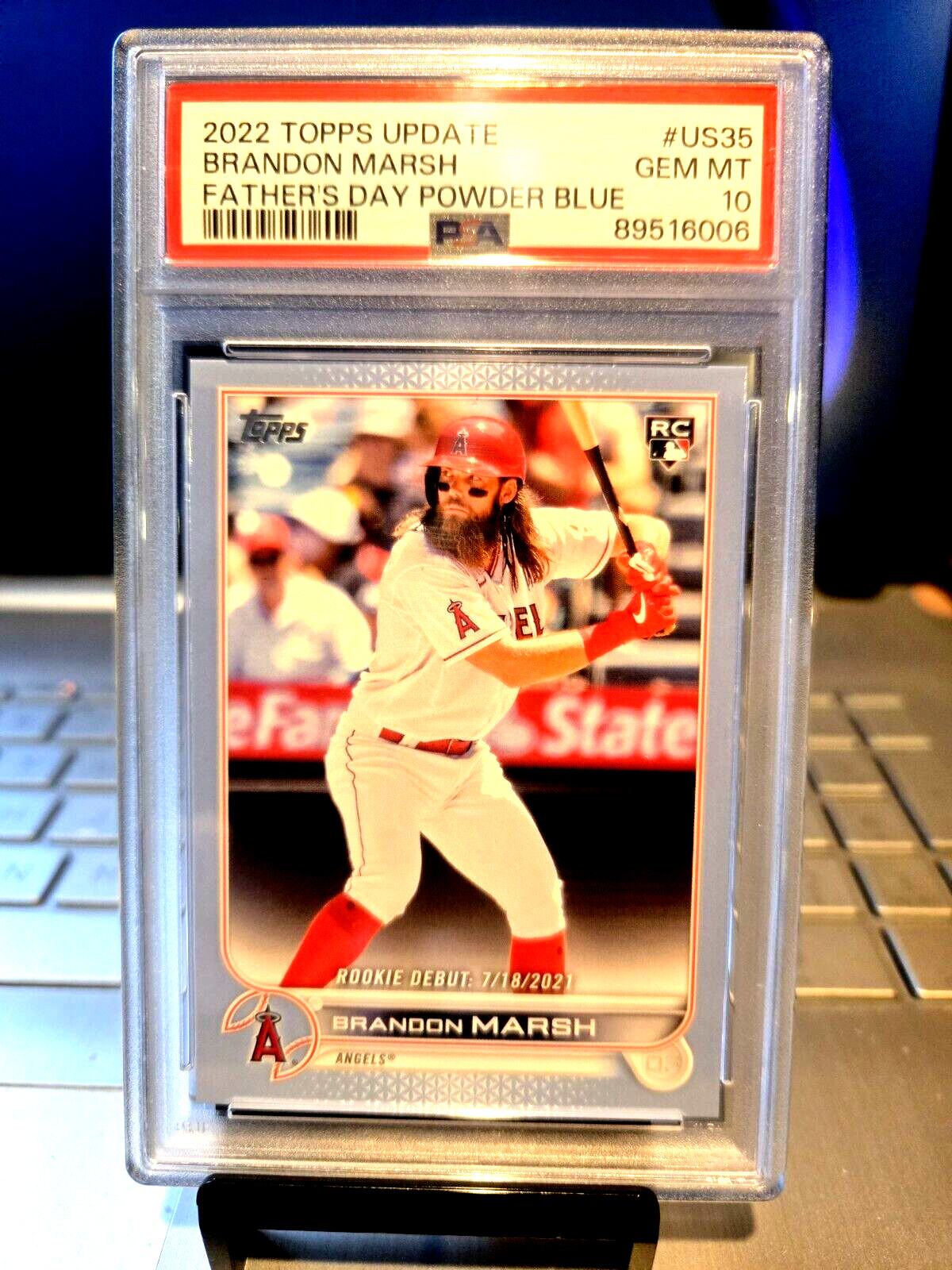 2022 Topps Update #26/50 Brandon Marsh Father's Day Powder Blue #US35 Gem Mt. 10