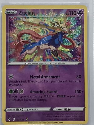 Zacian 082/185 Swsh04: Vivid Voltage Holo for sale online | eBay