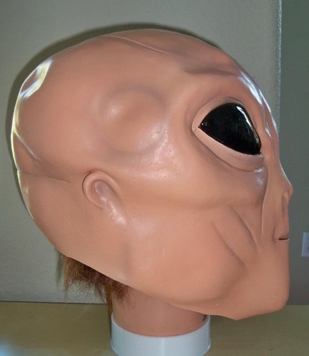 ADULT UFO SPACE ALIEN MONSTER FLESH COLOR LATEX MASK COSTUME ACCESSORY MI9723 - Picture 3 of 3