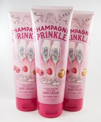 (3) Bath & Body Works Champagne Sprinkles Pink Raspberry Ultra Shea Cream 8oz