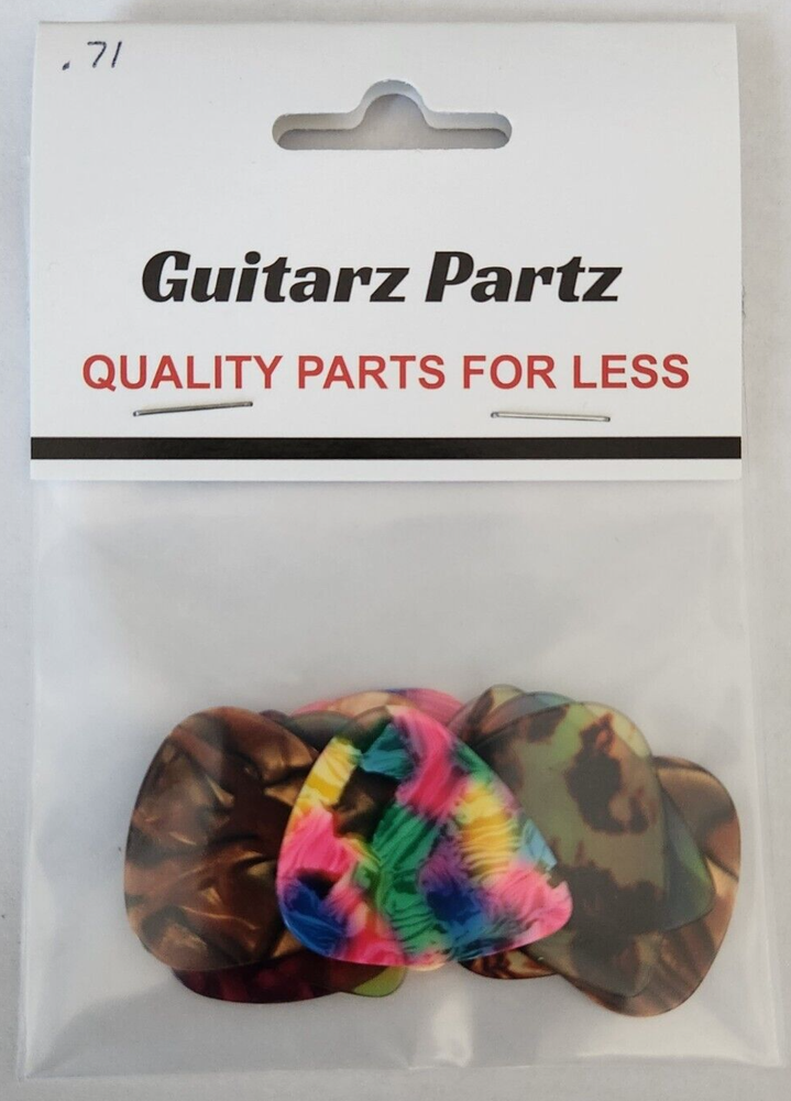351 Unprinted Assorted Color Medium Guitar Picks .71mm Celluloid 12-Pack  