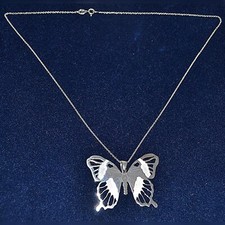 New Sterling Silver Butterfly Pendant 18" Necklace 3.6 Grams 925