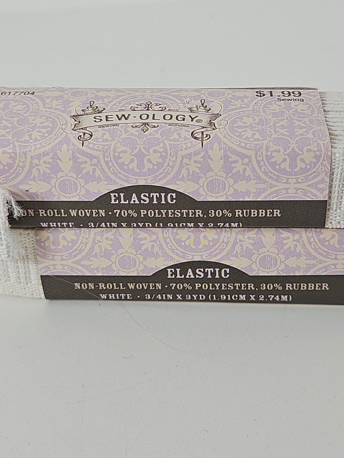 NIP Sewology White Elastic Non  Roll Woven 70 % Polyester 30% Rubber 1.4-1.7 ft