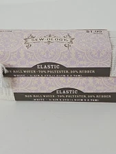 NIP Sewology White Elastic Non  Roll Woven 70 % Polyester 30% Rubber 1.4-1.7 ft