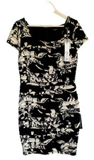 Roman Contrast Pleated Floral Square Neck Dress UK 14 Occasion Event