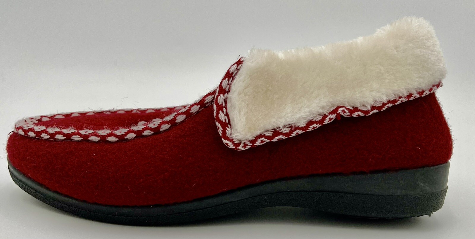 SAOLA New Balance Donna 11 Stivaletti Ciabatte Rosso Tessuto Ecopelliccia Caviglia Suola Rigida Zip