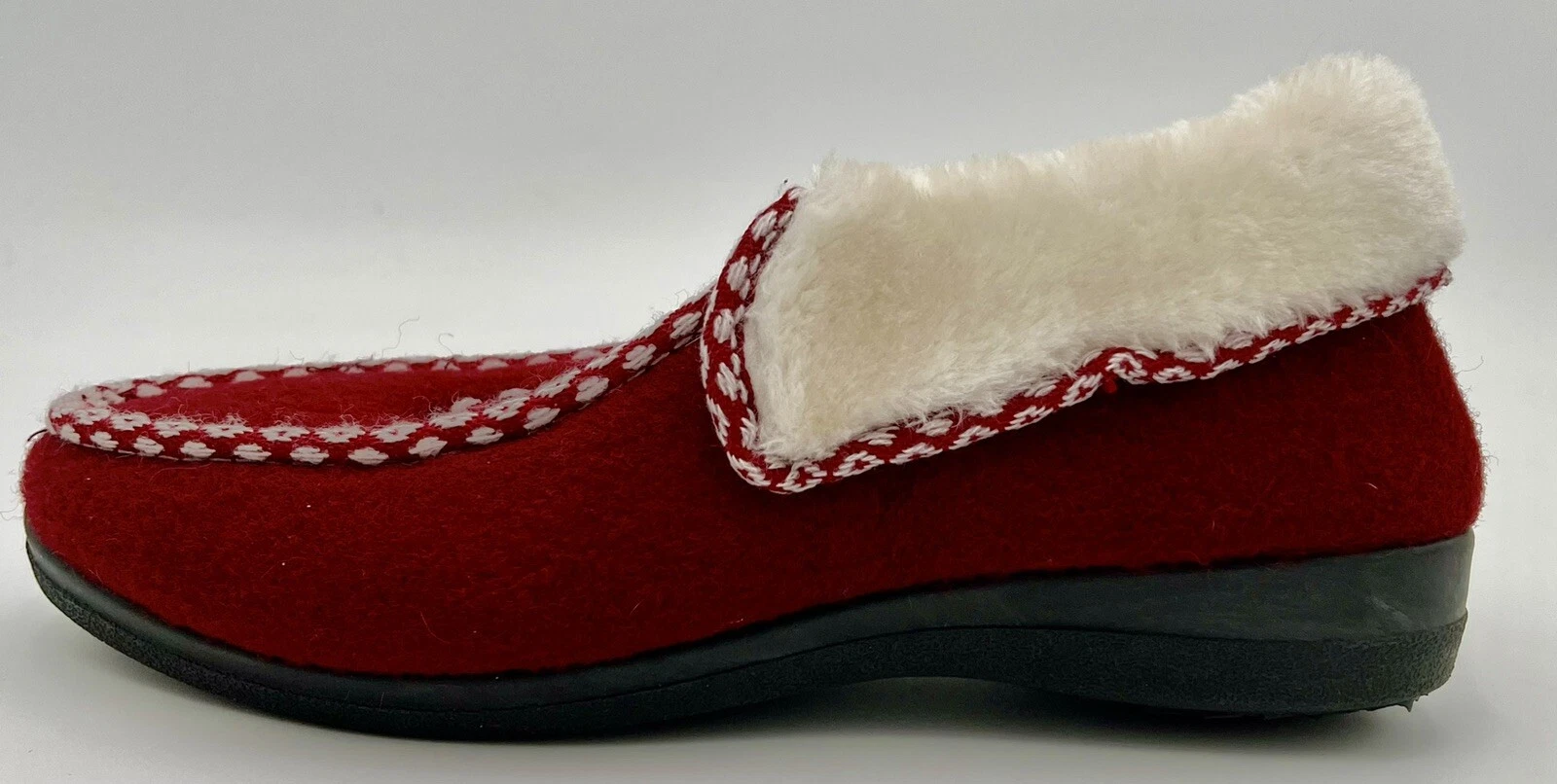 New Balance Donna 11 Stivaletti Ciabatte Rosso Tessuto Ecopelliccia Caviglia Suola Rigida Zip