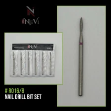 NeVi USA Professional Diamond Nail Drill Bit Red Flame R016-8 6 pcs set