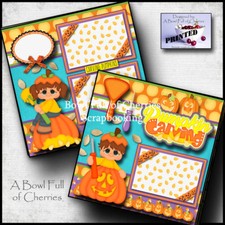 PUMPKIN CARVING  halloween 2 premade scrapbook pages paper fall CHERRY 0036