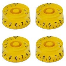 4Pcs Acrylic Bass Guitar Knobs Volume Tone Control Knobs Orange Black numbers
