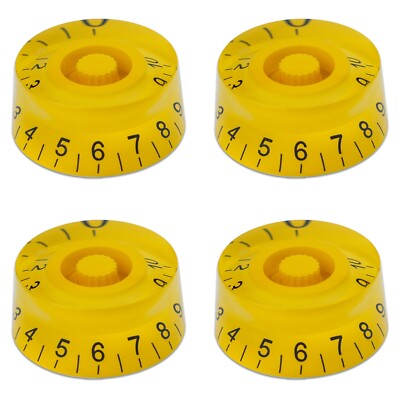 4Pcs Acrylic Bass Guitar Knobs Volume Tone Control Knobs Orange Black numbers