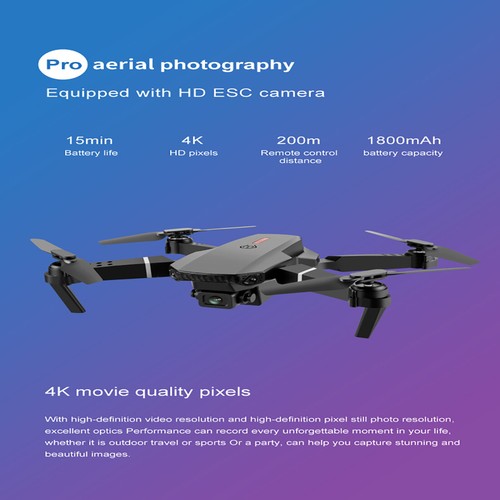 E88 Foldable Powerful Motor Mini Drone with HD Camera Dual Lens and 4 Batteries - Picture 4 of 12