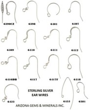 Sterling Silver 925 Hook Ear Wires & French E...