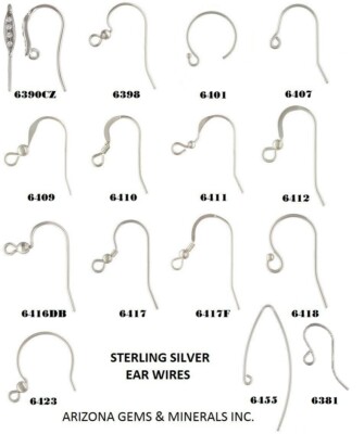 Sterling Silver 925 Hook Ear Wires & French Ear Wires 15 Styles+10Pc-20Pc-50Pc