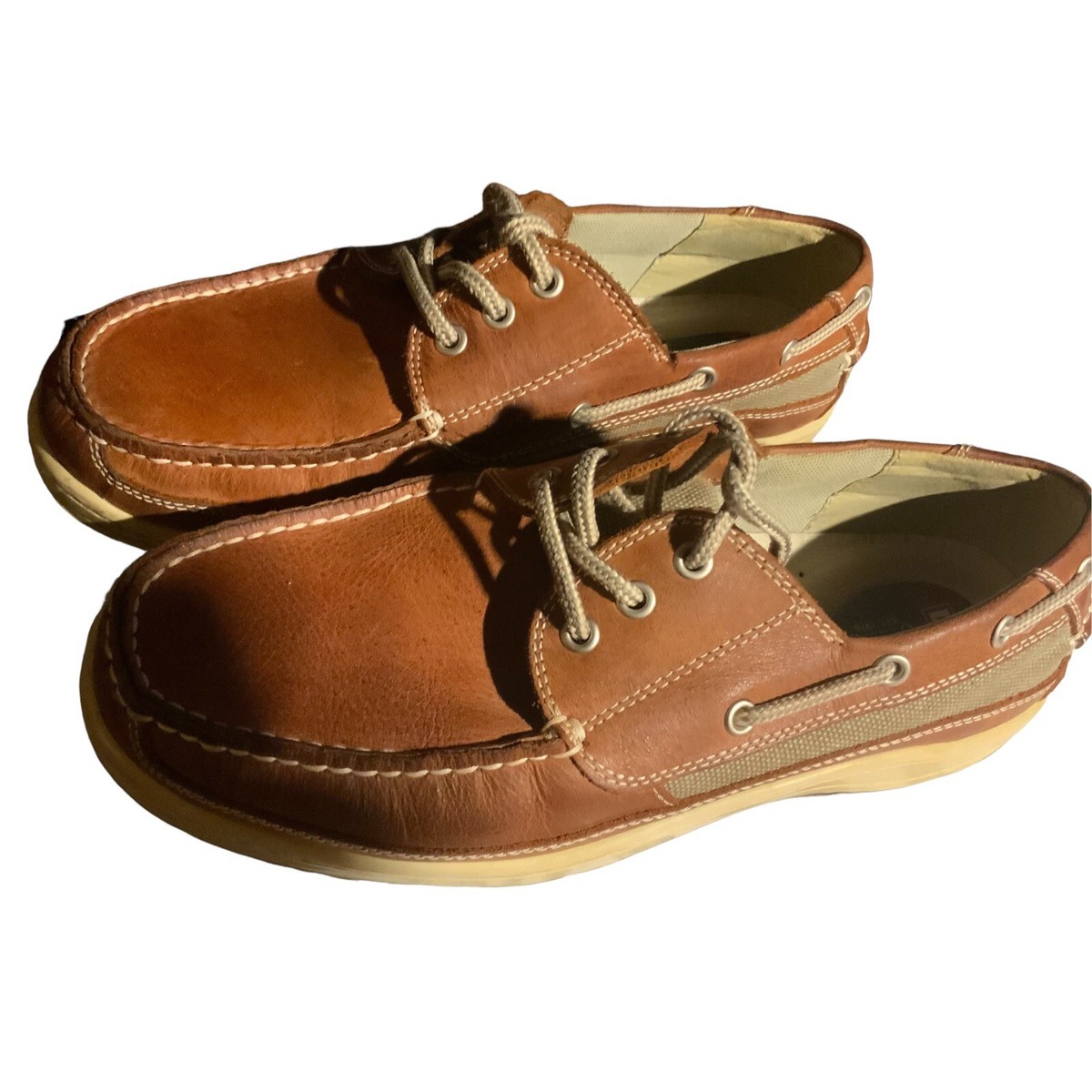 Chaps Mens Shoes W Brown Leather 3-lace Up Slip