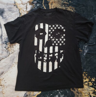 Adult Large Misfits Skull Logo American Flag Cotton Shirt Black Distressed 2013