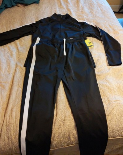 Xersion Mens Black White Stripe Lined 