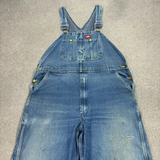 Dickies Dungarees Adult 44x30 Blue Overalls Bib Denim Work Wear Carpenter Men