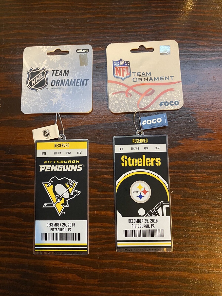 NFL/NHL Team Ornaments: Steelers & Penguins metal tickets | eBay NFL/NHL Team Ornaments: Steelers & Penguins metal tickets | eBay