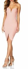 $229 "NWT" Nookie Womens Pink Honey Strapless Front Slit Cocktail Dress Size S 