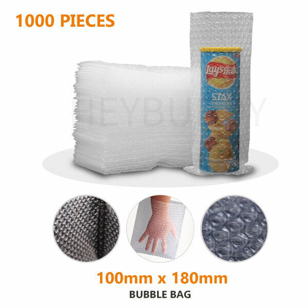 1000pcs Seamless bottom Bubble Pouch Bag 100x180mm Clear Air cap Bubble Wrap Bag