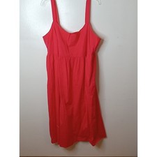 Ava & Viv Women's Size 1X Coral-Red Midi Dress with Scoop Neck and Thin Straps