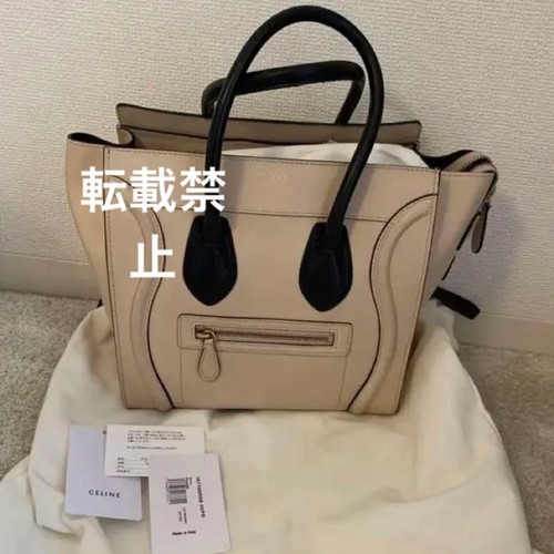 Celine Luggage Micro Handbag Tote Bag Leather Powder Pink Bicolor